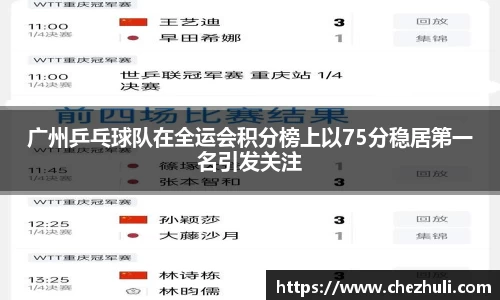 广州乒乓球队在全运会积分榜上以75分稳居第一名引发关注